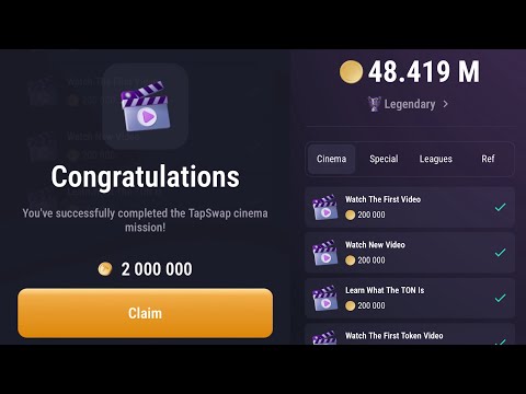 How to unlock all TapSwap Cinema code Today | Earn free 2 million coins