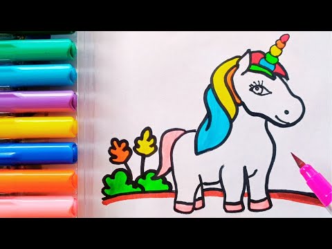 Drawing and Painting  Colorful Unicorn Horse for Kids  | Simple Drawing, Coloring #drawing