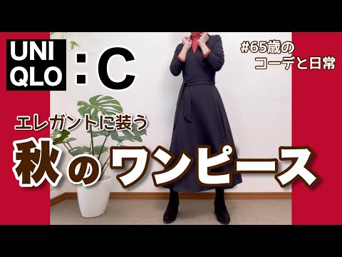 【60代コーデ114】UNIQLO Cラップワンピース購入/秋冬物/整体は続くよ/65歳の日常/低身長