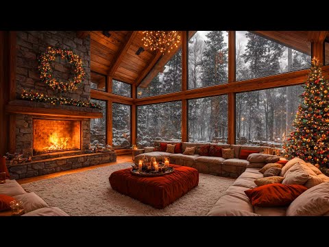 Soft Christmas Jazz Music for Relaxing, Restful 🎄 Cozy Space Christmas Ambience & Fireplace Burning