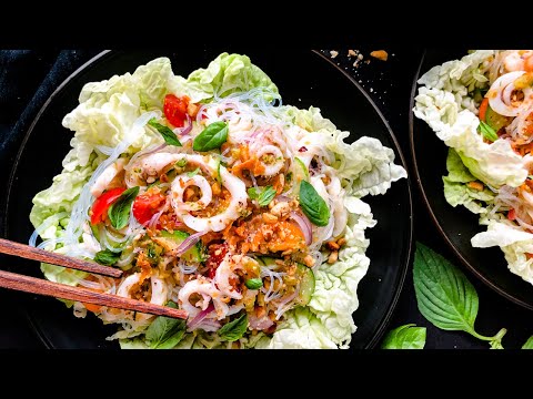 烤魷魚粉絲沙律 (中英文字幕）Vermicelli salad with grilled squid (English and Chinese subtitles)