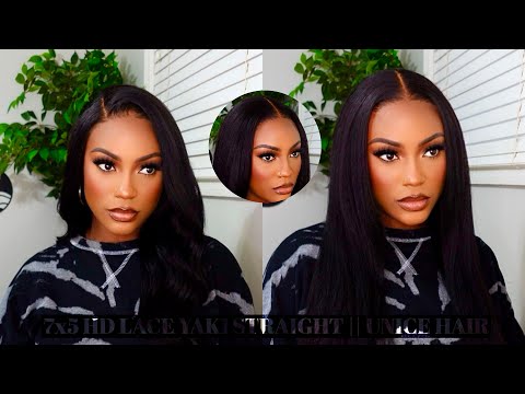 HOW TO ELEVATE THE YOUR GLUELESS WIG FOR BEGINNERS || YAKI STRAIGHT 7X5  HD LACE || UNICE HAIR