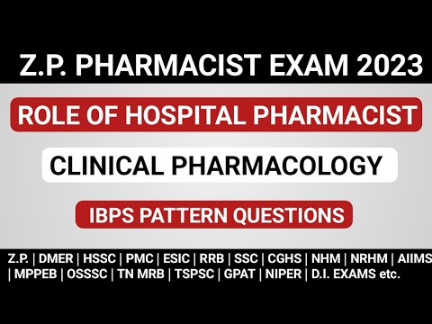 ZP PHARMACIST IBPS PATTERN QUESTIONS | CLINICAL PHARMACOLOGY & ROLL OF HOSPITALPHARMACIST MCQS