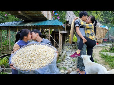 Daily life farm care, Popcorn popping process | Linh's Life