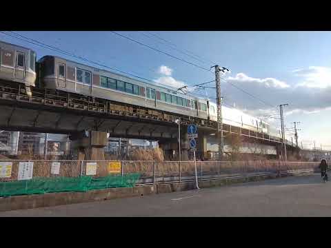 瀬戸大橋線　5000系＋223系　快速マリンライナー　岡山駅を発車して大元駅方面へ