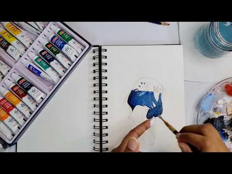 How to draw Ocean themed Portrait of Girl!         #ocean  #2023journal