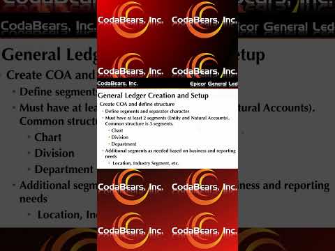 Epicor Ledger Creation and Set Up
