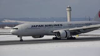 [4K] 新千歳空港 生コンポイント JAL Boeing 777-200 JA773J landing