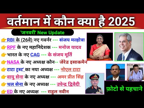 वर्तमान में कौन क्या है 2025 || Vartman Mein Kaun Kya Hai 2025 || Current Affairs