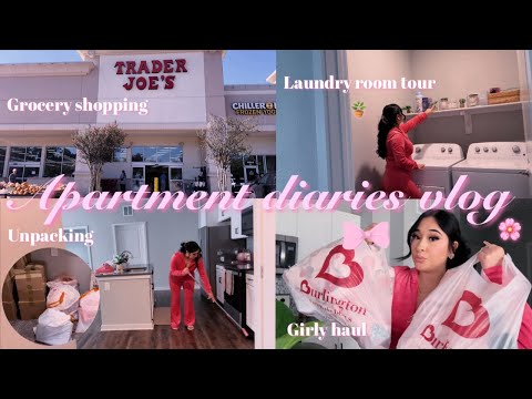 VLOG♡: new apartment series, Trader Joe’s trip, laundry room decor, unpacking/ decluttering, & haul