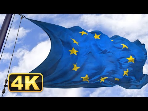 4K European Union Flag Waving. 1 Hour Screensaver