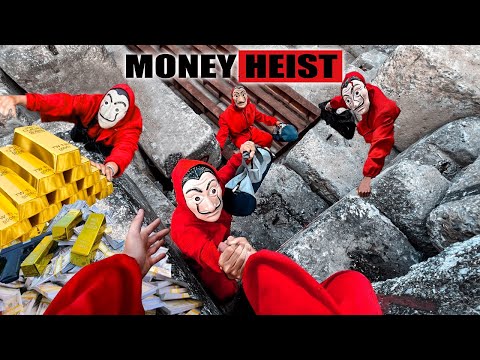 PARKOUR VS MONEY HEIST: Bad guys threaten to kill hostages,take gold & escape from police | Epic POV