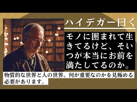 ハイデガーの哲学、私たちは日々、無数のモノに囲まれています。しかし、それらが本当に私たちを満たしているのでしょうか？ハイデガーはモノの存在よりも、それらと私たちの関係性の方が重要だと考えました。