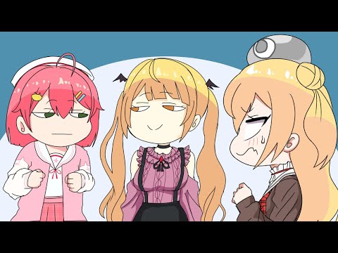 【手描き】みこメル！ねねちに２対１でぷよテト対戦！【さくらみこ/夜空メル/桃鈴ねね/ホロライブ/切り抜き】【切り抜き漫画】