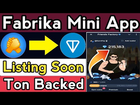 Friends Factory Airdrop || The Fabrika Mini App Airdrop || Friend Factory Airdrop Update