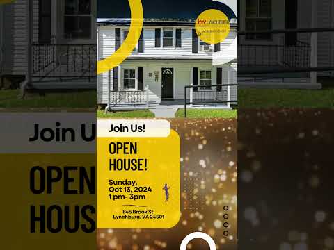 OPEN HOUSE! 845 Brook St, Lynchburg, Virginia Sunday, Oct 13, 2024 1pm-3pm