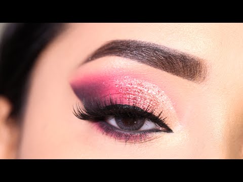 Smokey Pink Glitter Cut Crease eyeshadow look for this Valentine's Day || Shilpa