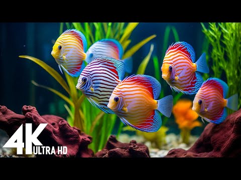 Aquarium 4K VIDEO (ULTRA HD) - Amazing Beautiful Coral Reef Fish - Sleep Relaxing Meditation Music