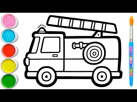 Fire Truck Picture Drawing, Painting, Coloring for Kids, Toddlers | Learn Vehicles #362