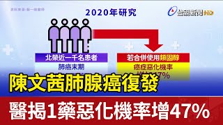 陳文茜肺腺癌復發 醫揭1藥惡化機率增47%