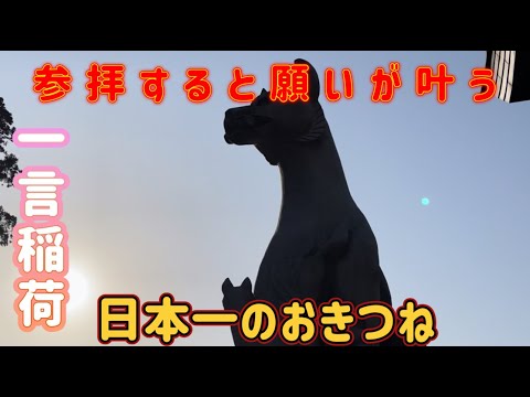 『多田朝日森稲荷神社』※願い事を一言で祈願する※巨大な神使のキツネ像がいるパワースポット！