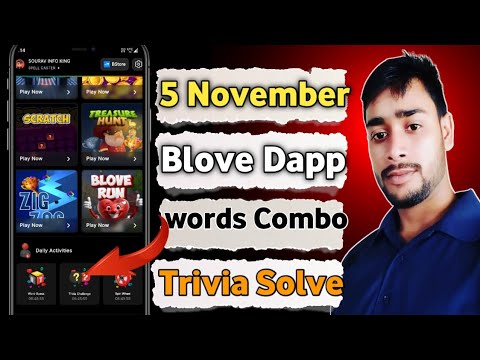 Today blove dapp daily Activity | 5 November blove trivia challenge & words guess combo ||