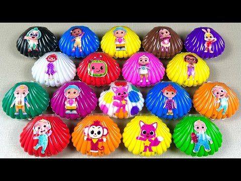 Finding Rainbow Seashells With Pinkfong, Cocomelon CLAY ! Satisfying ASMR Slime Videos