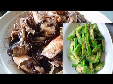 Adobong Pusit at Ginisang Okra/Home Cook