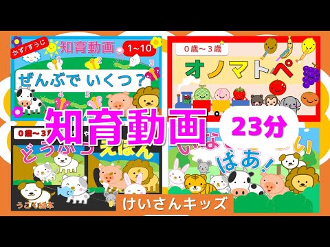 【知育動画まとめ 10】幼児・こども向け知育アニメ【23分】 いないいないばあ！/ どうぶつ えほん　うごく絵本 アニメ /  オノマトペ【くだもの】/ぜんぶでいくつ？海のいきもの 他