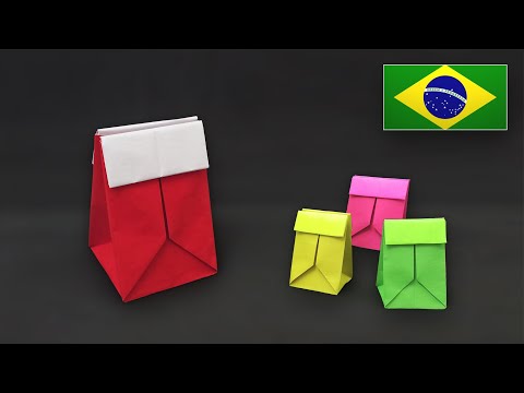 Como fazer uma Sacolinha para Presentes com Folha A4 - Tutorial em Português BR