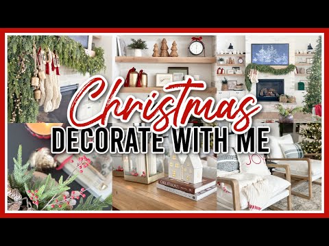 CHRISTMAS DECORATE WITH ME 2024 | CHRISTMAS LIVING ROOM, MANTEL + SHELF DECOR IDEAS