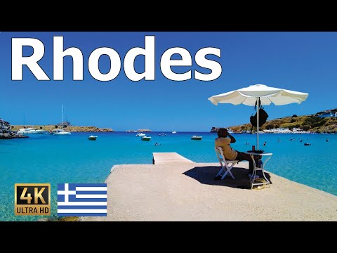 Rhodes 4K - Walking on 5 Top Beaches - Clear Water, Sand, and Sunbathing