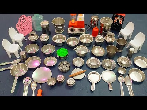 8 minutes satisfying with unboxing hello kitty sanrio kitchen set | MINI STEEL KITCHEN SET