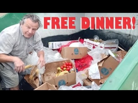 ALDI Dumpster Diving Just After Employees Brought Out Four Grocery Carts Full of Food to Trash