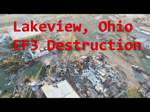 DEVASTATING Lakeview, Ohio EF3 Tornado Damage via Drone 3/16/2024