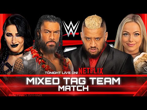 WWE 2K24 | Roman Reigns & Rhea Ripley VS Solo Sikoa & Liv Morgan - Mixed Tag Team Match | Raw