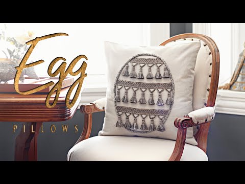 No Sew Easter Egg Pillows - DIY Spring Crafts - Neutral Colored Easter Decor