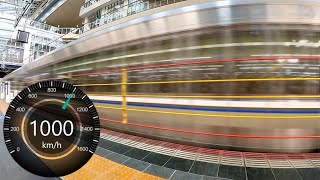 [Extreme Doppler Effect] An imaginary 1000km/h world's fastest train passes Osaka Station, Japan