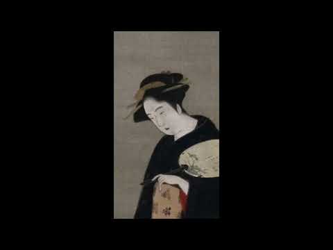 勝川春暁 Katsukawa Shungyō (生没年不詳)《夕涼み二美人図》絹本着色 肉筆画 一幅 江戸時代・18世紀 東京国立博物館蔵