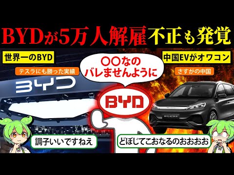 中国EVが完全終了？BYDの現状がヤバい…不正、5万人解雇に給料未払い【ずんだもん＆ゆっくり解説】