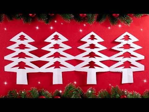 Cutting Paper Art Designs for Christmas Decoration 🎄 How to make a paper Christmas tree garland