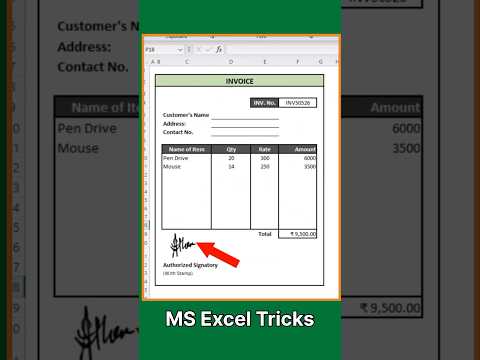 Singnater Insert Invoice Excel | Excel me kaise add karte hain photo ko | #shorts #short #exceltips