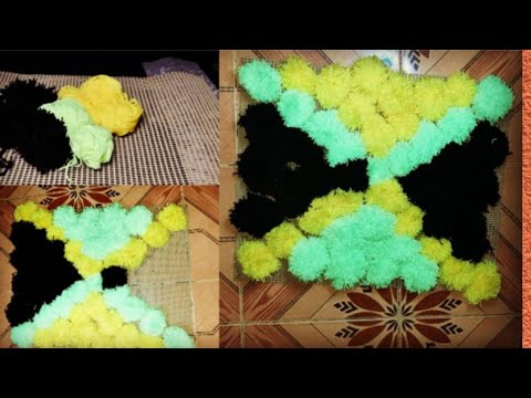 How to make pompom doormat // doormat ideas // door at home // shaggy doormat ideas //fluffy doormat