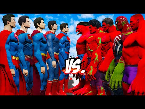 TEAM SUPERMAN vs TEAM RED HULK - EPIC SUPERHEROES WAR