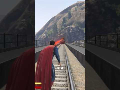 Superman VS train in GTA games #shorts #grandtheftauto #gaming #gta #videogame #gta #superman