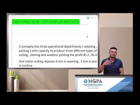 CMA FINAL SCM | SIMPLEX METHOD | LPP | CMA FINAL EXAM | HARSHWARDHAN GAIKWAD | HGPA