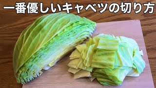 【この切り方はマジでお勧め】キャベツの切り方 How to cut cabbage 野菜炒めはこの切り方に決定！ 早くて均一ムダもナシ ラーメンやちゃんぽんなどにも使えます！