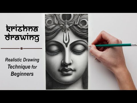 Shree Krishna Drawing for Beginners | Realistic Drawing Technique #sketchboookbyabhishek