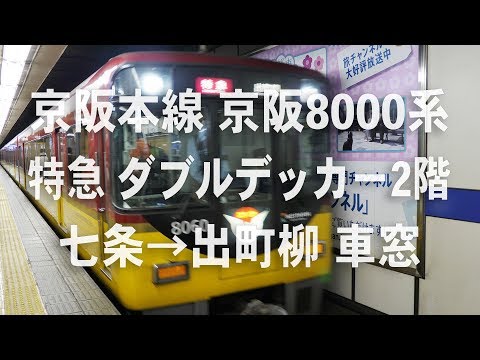 京阪特急　京阪8000系　ダブルデッカー2階　七条→出町柳 車窓