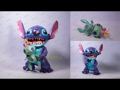 How to make Stitch Papercraft - Stitch Low poly papercraft, 3D Stitch svg for Cricut Projects